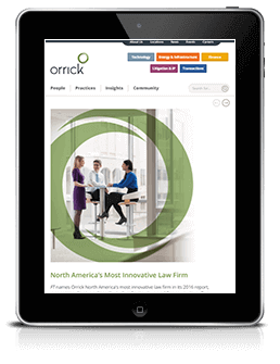 Orrick website on an iPad